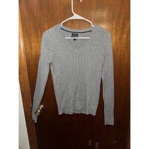 Tommy Hilfiger Womens Gray Cable Knit Sweater Size Medium 100% Pima Cott…